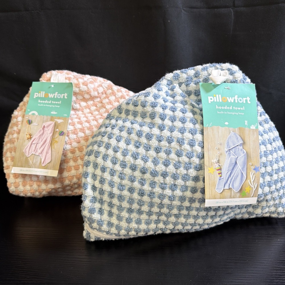 Pillowfort Kids Hooded Towels 28x54 Blue Pink Target NEW Lot of 2 Cotton